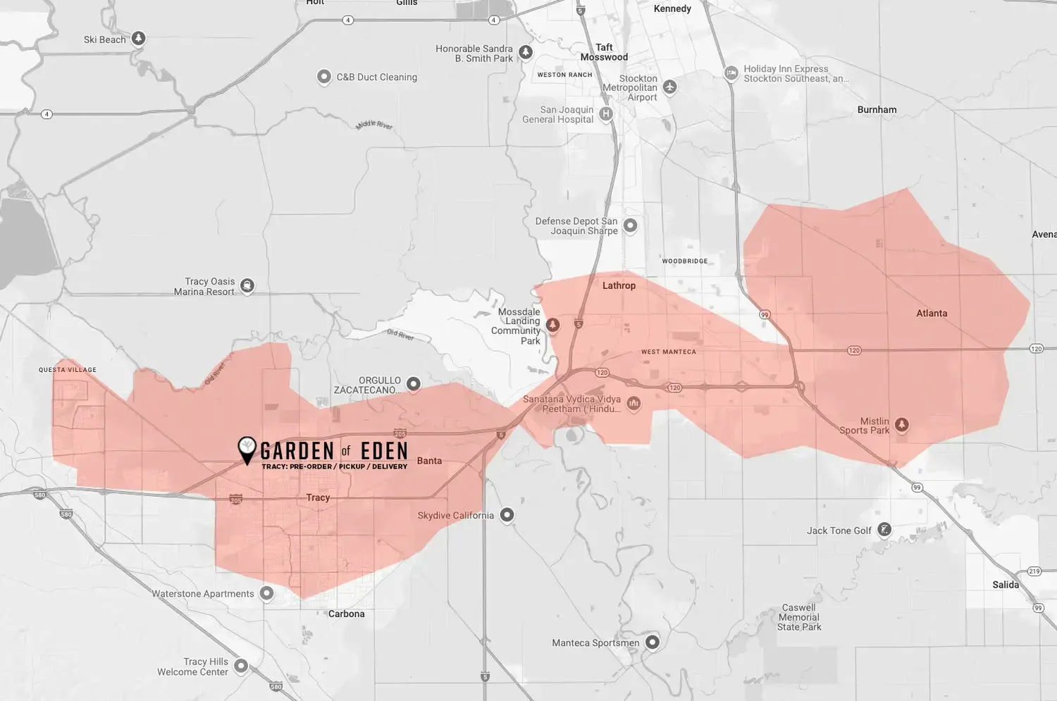 tracy delivery map